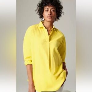 J.Jill Women Sz M Lemon Meringue Cotton Blend Long Sleeve Oversize Popover Tunic